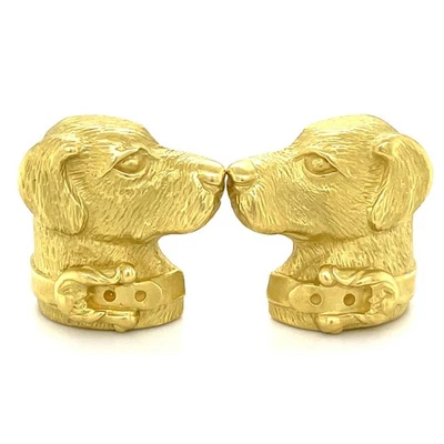 Kieselstein-Cord 18k Yellow Gold Dog Labrador Retriever Ear Clips 1989 - Image 1 of 4