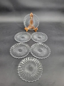 Set/6 Cristal d'Arques Salad/Dessert Plates Soleil Clear Swirl 24% Lead Crystal - Picture 1 of 24