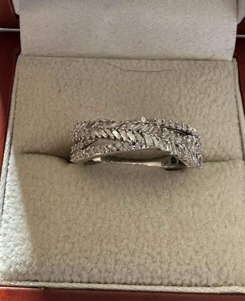 GP 0.53 Ct Diamond and Kanchanaburi Blue Sapphire Ring in Platinum Plated Silver - Image 1 of 4