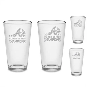 Set - Atlanta Champions 2021 Beer Glasses Etched Tumblers, 16oz Glass - Picture 1 of 5