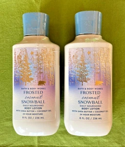 BATH & BODY WORKS LOCIÓN BOLA DE NIEVE COCO ESMERILADO, 8 OZ, LOTE DE 2 BOTELLAS, NUEVO - Imagen 1 de 1
