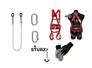 Profi Klettergurt Baumpflege Fallschutz Gurt inkl. Halteseil 1,5m + Handschuhe - Bild 1 von 3