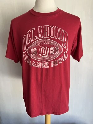 OKLAHOMA SOONERS (1986) 真正复古 80 年代橙色碗 THE BOZ T 恤尺寸 L/XL — 第 1/4 张图片