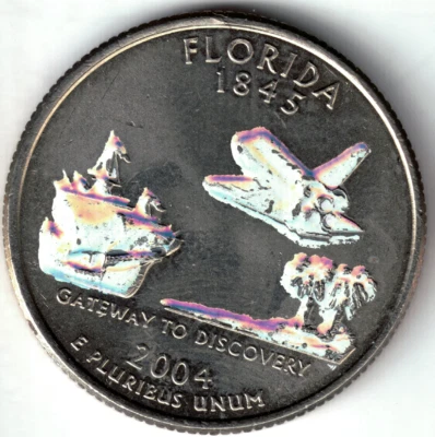 USA - 2004P - Washington ¼ $ - Florida - Neon Blue Reverse, Beautiful! - #18397 - Image 1 of 2