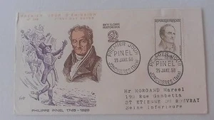 France Premier Day FDC Yvert 1142 Pinel 8F Jonquieres 1958 - Picture 1 of 1