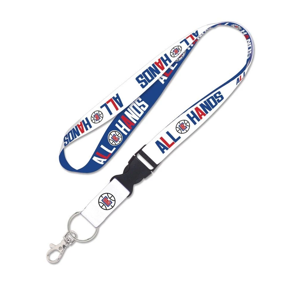 LOS ANGELES CLIPPERS ALL HANDS SLOGAN LANYARD DETACHABLE BUCKLE WINCRAFT 🏀 - Image 1 of 1