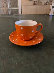 Maxwell & Williams Sprinkle Tea Cup and Saucer - Orange - Picture 1 of 5
