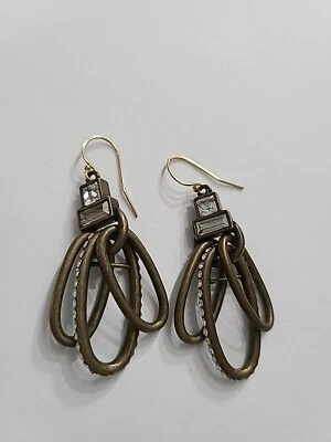 SILPADA KR Modern Maven Brass 2" Drop Dangle Earrings with Swarovski Crystals - Image 1 of 4
