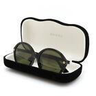GUCCI Round Sunglasses Black & Green GG0023SA Gold Interlocking 57-20 145 w/Case