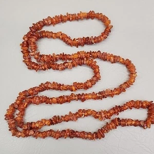 Amber Necklace Raw Nuggets Chips Endless 46" - Picture 1 of 16