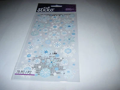 Craft Stickers Sticko Snow Flakes Winter White Snowflakes Repeats