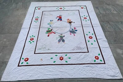 Antique Handmade Colorful Patchwork Bedspread Crafted textile Bedding 200x155 cm - Image 1 of 4