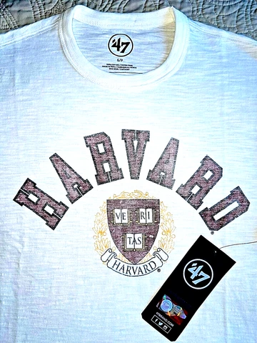 NEW 47 BRAND, MEN'S SIZE SMALL, HARVARD CRIMSON WHITE SCRUM T-SHIRT, MSRP $42.00 Cover