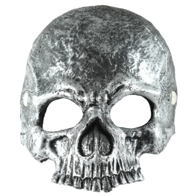 Silver Foam Skeleton Skull Costume Halloween Half Face Mask - Image 1 of 4