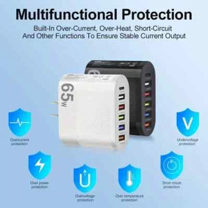Super Fast USB-C Wall Charger 6-Port USB Hub Charging Station Power Adapter - Picture 1 of 6