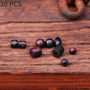 30PCS Cloud Pattern Wooden Beads Round Silver Line Chinese DIY Jewelry Accessory - Picture 1 of 8