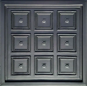 Grid System, Pop In, 24" x 24", PVC, Ceiling Tiles, ROCOCCO BLACK - Picture 1 of 3