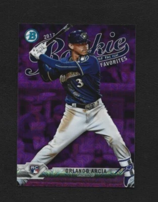 Bowman Orlando Arcia 2017 novato del año favoritos refractor mojo púrpura Foto 1 de 2
