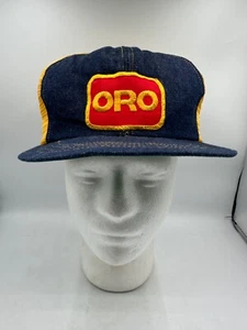 Vintage Oro Hybriden Mütze Patch Snapback Denim gelb Mesh Cap Made USA Samen Farm - Bild 1 von 7