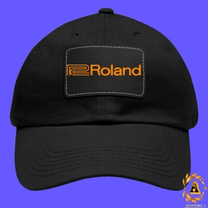 Cappello papà logo musica Roland con toppa in pelle colore bianco/nero taglia unica - Foto 1 di 5