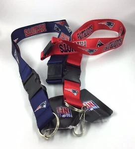 New England Patriots NFL Football Lanyard Key Chain w Clasp / Red Blue / 2 Pack - Picture 1 of 4