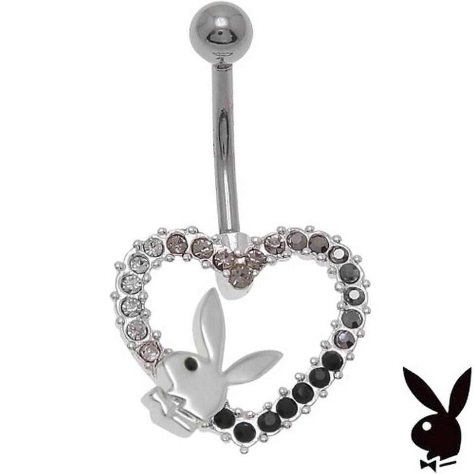 Playboy Anillo Ombligo Corazón Conejo Cristal Curvo Barra Ombligo Cuerpo Joyería  Foto 1 de 4