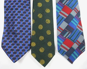 Rick Pallack Wilkes Bashford Hemley 3 corbatas de seda verde amarillo azul negro rojo gris - Imagen 1 de 10