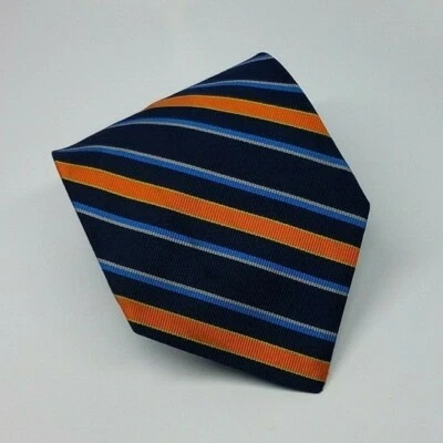 Corbata de seda Jos A Bank azul naranja rayas para hombre hecha en Italia 57 x 3,75 Foto 1 de 4