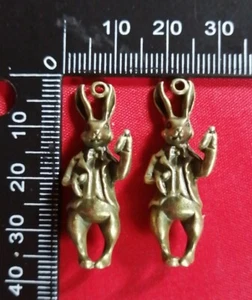 2 Conejo Tono Bronce 3D Joyería Bolsa Dije Llavero Pulsera Alicia en el País de las Maravillas  - Imagen 1 de 11