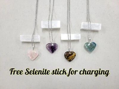 Collares Corazón Cristal, Piedras Preciosas Naturales Cargadas Joyería Curativa Piedra Colgante Foto 1 de 4