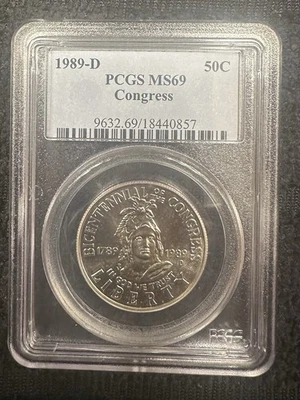 1989-D PCGS MS69 Congress Commemorative Half Dollar 50C - Image 1 of 2
