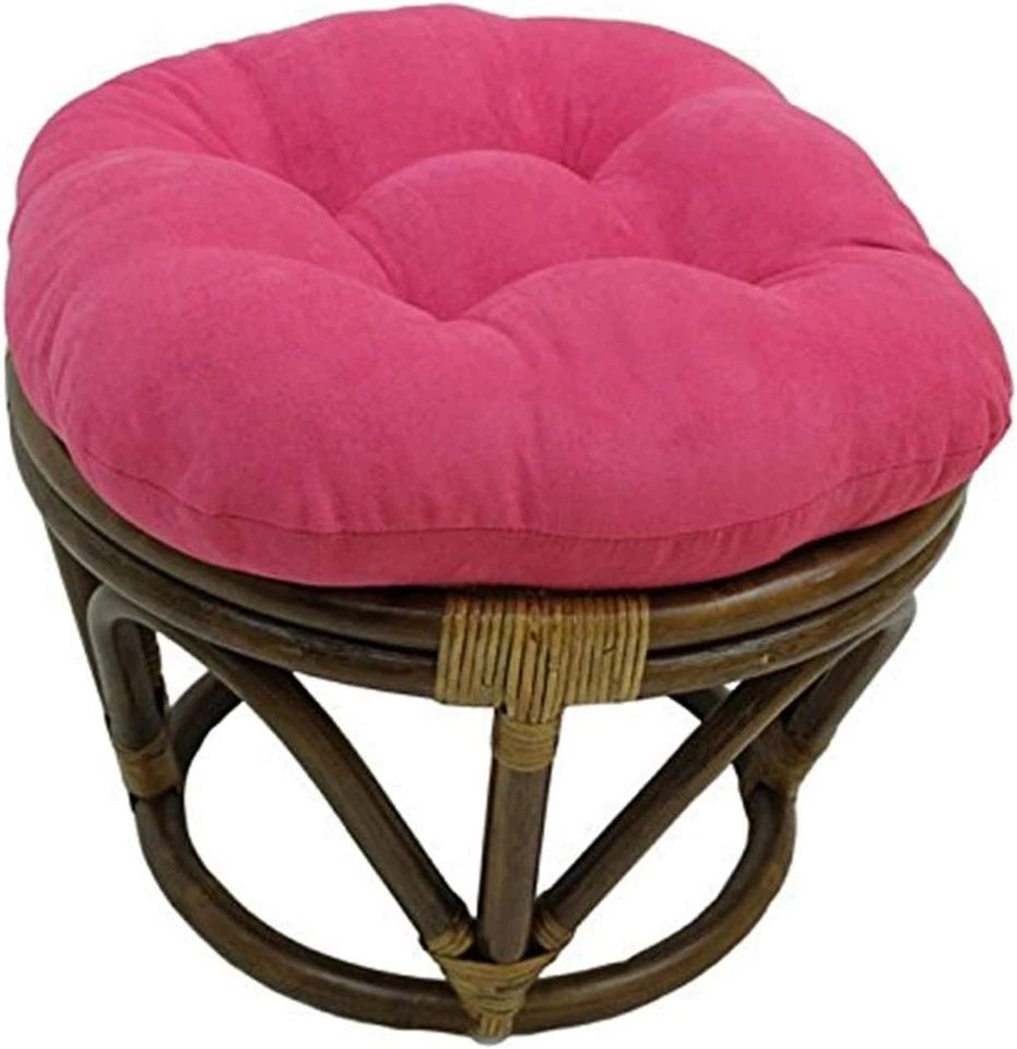Furniture Piece Rattan Ottoman with Micro Suede Cushion - Image 1 of 1