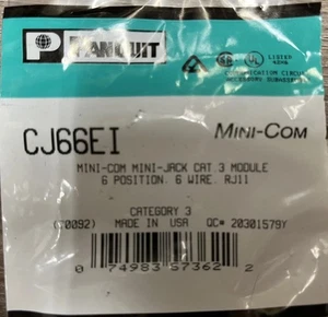 Panduit CJ66EI RJ11 Mini-Com CAT 3 Modul ohne Tasche 6 Pin - Bild 1 von 4
