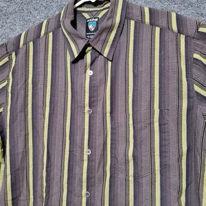 Camisa Kuhl Para Hombre Grande Gris Verde Rayas Abotonada Exterior Senderismo Manga Corta - Imagen 1 de 12