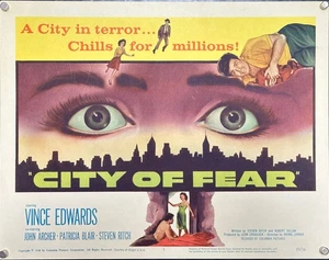Vintage original title lobby card City of Fear (1959) film noir - Imagen 1 de 3
