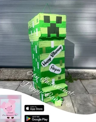 Pinata Creeper Kindergeburtstag Geschenk Schlagpinata Geldgeschenke Box Füllbox - Bild 1 von 4
