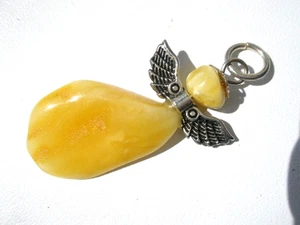 COLGANTE ÁMBAR BÁLTICO GENUINO - ÁNGEL Miel Huevo Yema Caramelo - Imagen 1 de 2