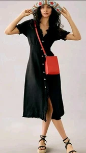 Pilcro Linen Blend Black Dress anthropologie Sz 4 - Picture 1 of 6