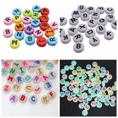 150/300 piezas Acrílico Surtido Alfabeto Letra A-Z Moneda Planas Redondas Cuentas 10X4mm Foto 1 de 4