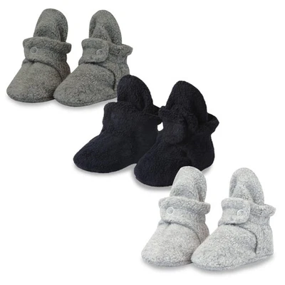 Botines de bebé unisex Baby Cozie polar, elementos esenciales para bebés, paquete de 3, gris/negro... Foto 1 de 4
