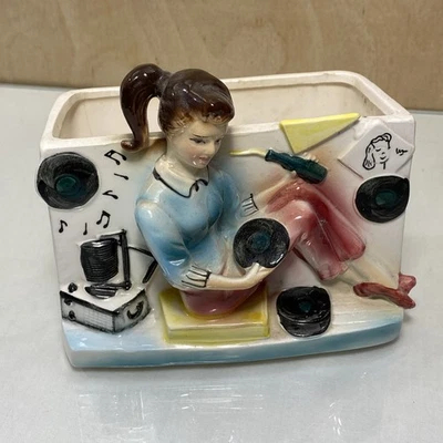 Florero jardinera Rubens años 50 adolescente música niña soporte para bolígrafo 585 Foto 1 de 4