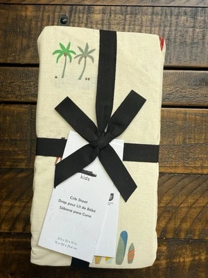 Sábana Ajustable West Elm Surf Shack Cuna Estampado Costero Algodón Guardería NUEVA Foto 1 de 3