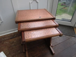 Retro Vintage G Plan Hammered Copper Top Nest Of Tables - Nesting Mid Century - Picture 1 of 11