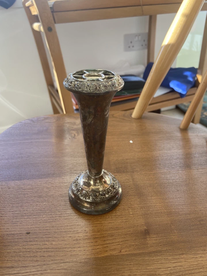 Jarrón vintage enchapado en plata Ianthe con rana de 14 cm de alto en caja Foto 1 de 1