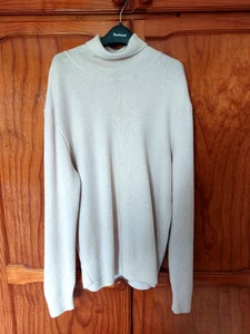MAGLIONE HUGO BOSS NERO ETICHETTA PANNA GIROCOLLO A COSTINE PESCATORE XXL 100% LANA - Foto 1 di 9