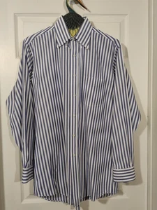 Arbor Way blau & weiß gestreiftes Herrenhemd mit Knopfleiste 15,5 33 - Bild 1 von 6