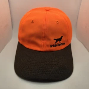 Vintage Irish Setter Mütze Sicherheit orange Kappe Leder Strapback Messingverschluss Jagd  - Bild 1 von 10