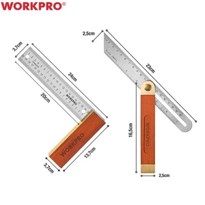WORKPRO Carpentry Squares Set,Try Square 8"/200mm & Sliding Bevel 9"/230mm - Picture 1 of 7