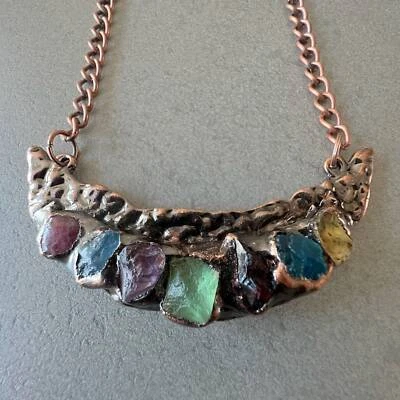 Crystal Necklace Gemstone Pendant Necklace Natural Chakra Stone Energy Healing - Image 1 of 4