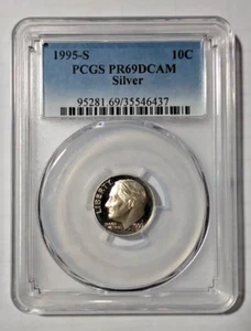 1995-S Roosevelt Dime PCGS PF69 DCAM Silver (DM-18) - Picture 1 of 2
